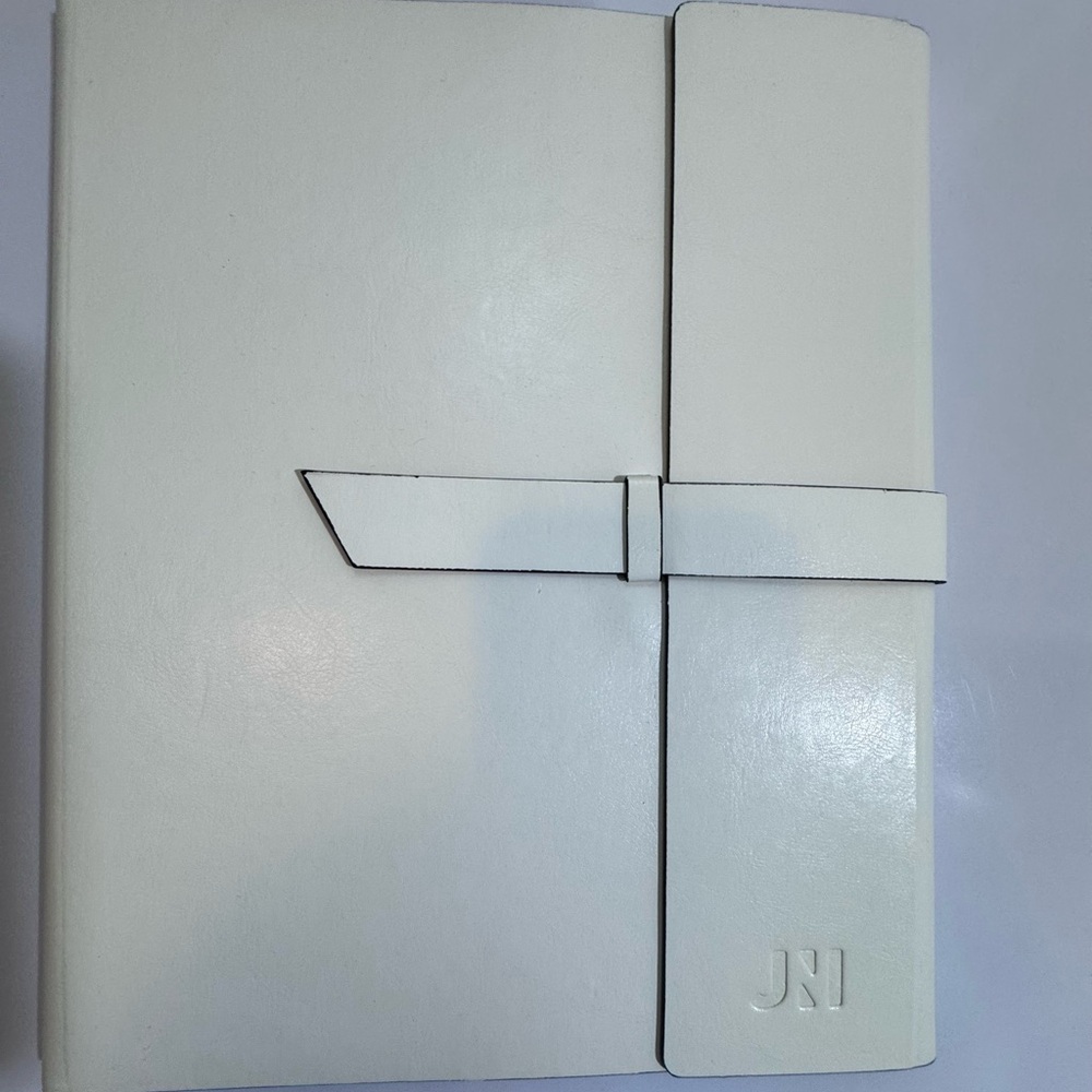 White Vegan Leather padfolio with Strap closure